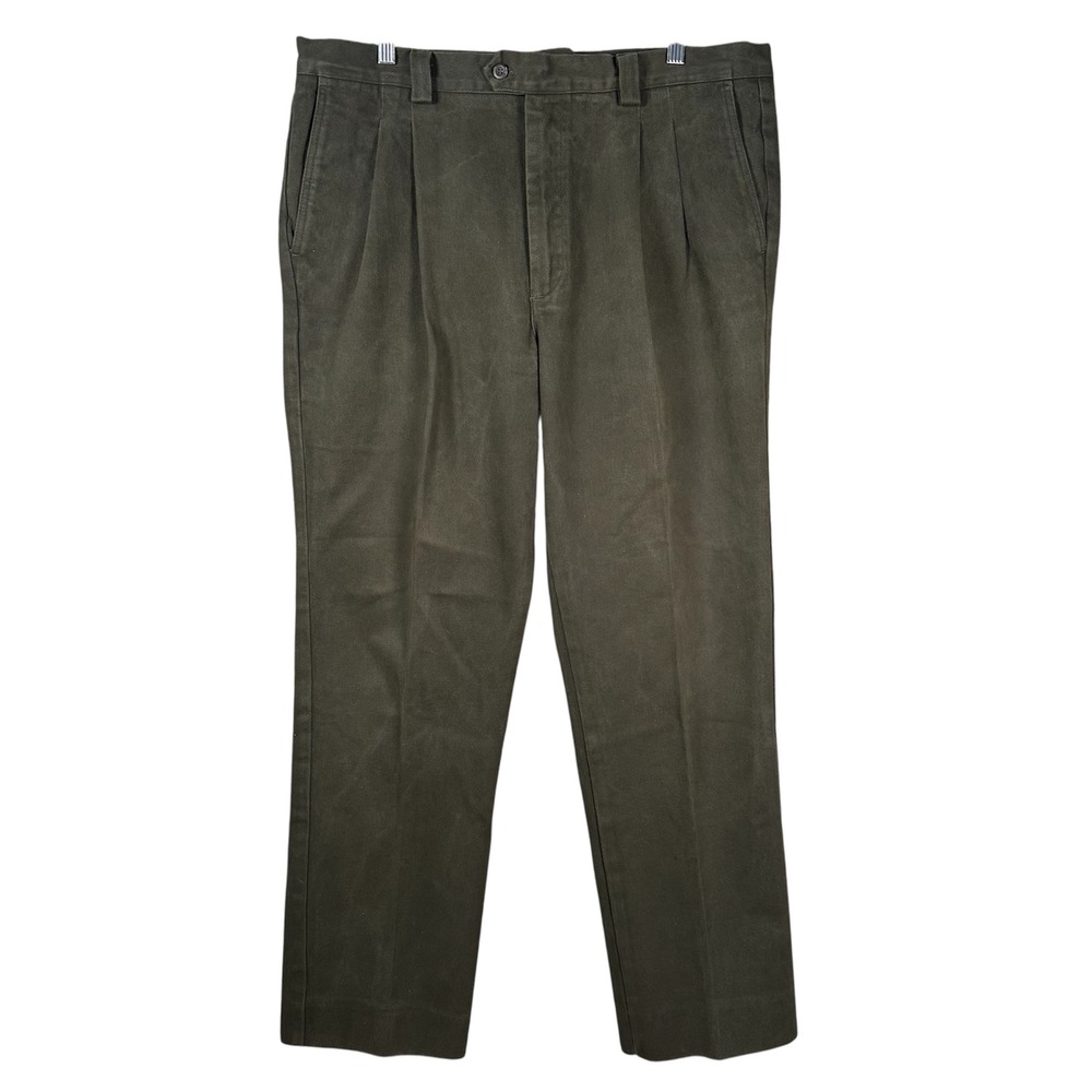 Beretta Sport Pants Men 38x31 Green Pleated Twill Chinos Hunting Outdoor Vintage